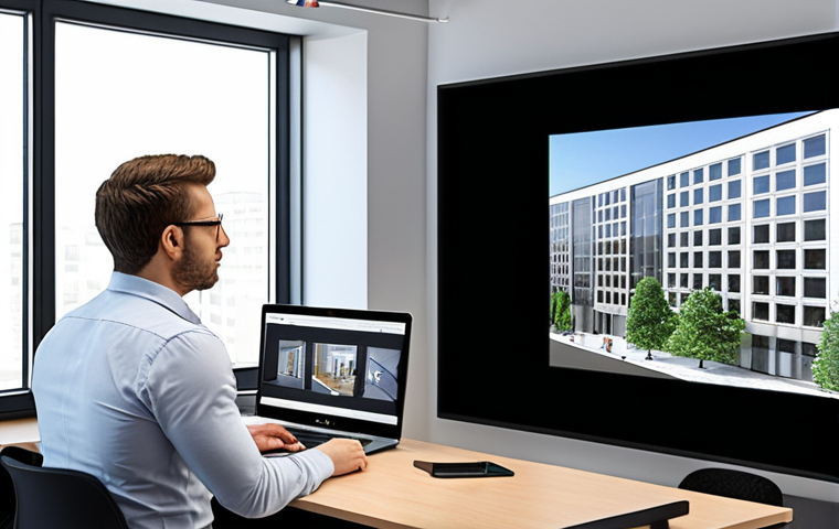 **

A modern architectural office scene. An architect is actively listening to a client. Use body language indicating attentiveness (nodding, eye contact). In the background, a BIM model is displayed on a large screen, showcasing the 3D visualization of a building design. The overall atmosphere should be professional, collaborative, and focused on understanding the client's vision.

**