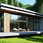 건축학도 취업 준비 가이드 - **Prompt:** Modern minimalist house exterior, large windows, natural light, surrounded by bamboo for...