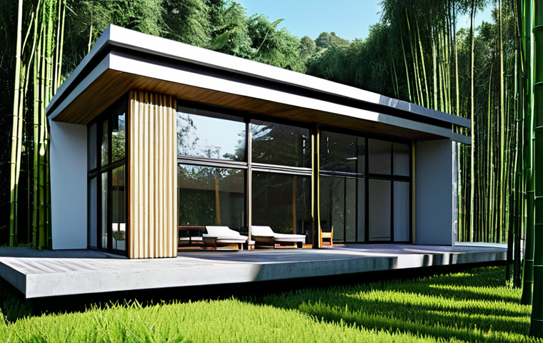 건축학도 취업 준비 가이드 - **Prompt:** Modern minimalist house exterior, large windows, natural light, surrounded by bamboo for...