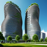 건축 설계와 컴퓨테이셔널 디자인 - **Prompt:** "Futuristic architecture visualization, parametric design skyscraper with flowing curves...
