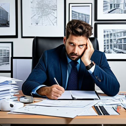 건축가가 직면하는 윤리적 문제와 해결 사례 - Ideal vs. Reality**

"An architect in a modern, cluttered office, surrounded by blueprints and compu...