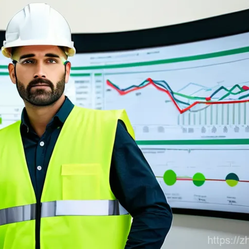 건축 프로젝트 관리에서 발생하는 문제 - **Prompt:** A dynamic, wide-angle shot of a modern construction project manager, a male in his late ...