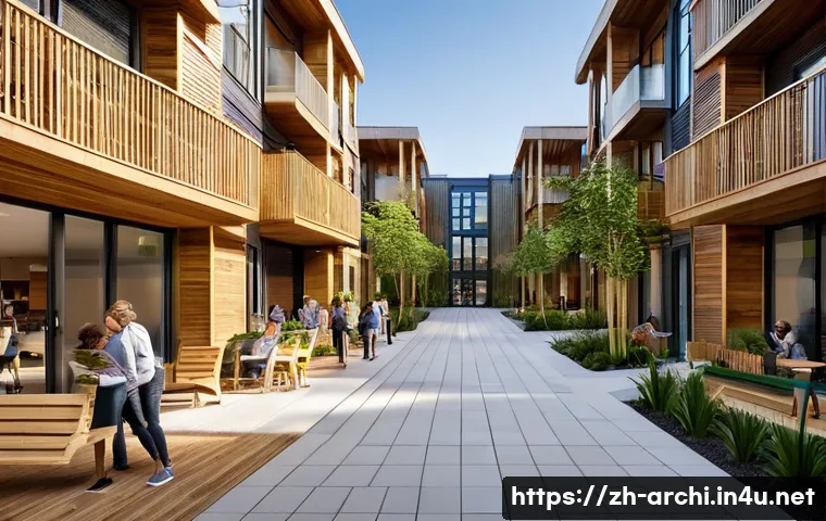 건축 관련 공모전 참여 사례 - "A vibrant community hub, part of an urban renewal project, nestled in a bustling city environment. ...