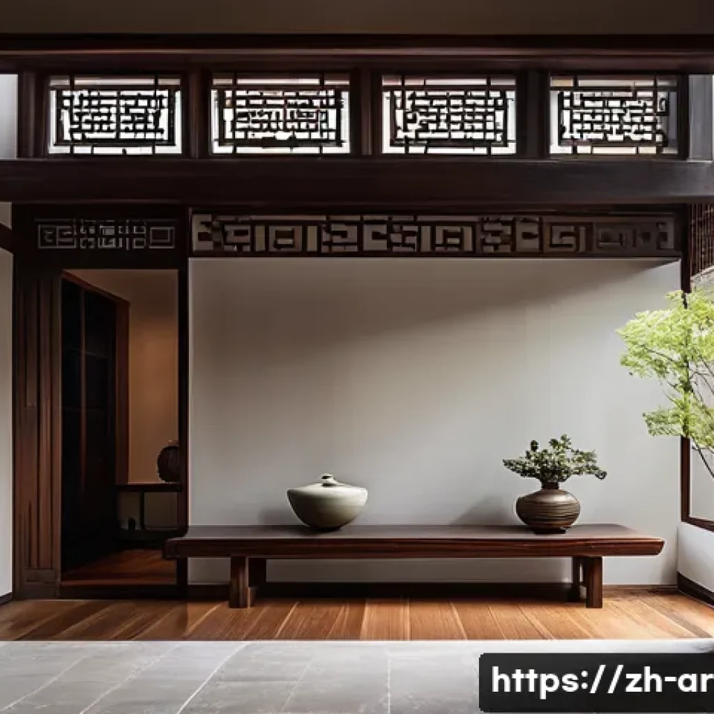 건축 설계에서 문화적 요소 반영하기 - **Prompt:** A serene and elegant interior scene of a meticulously restored traditional Chinese court...