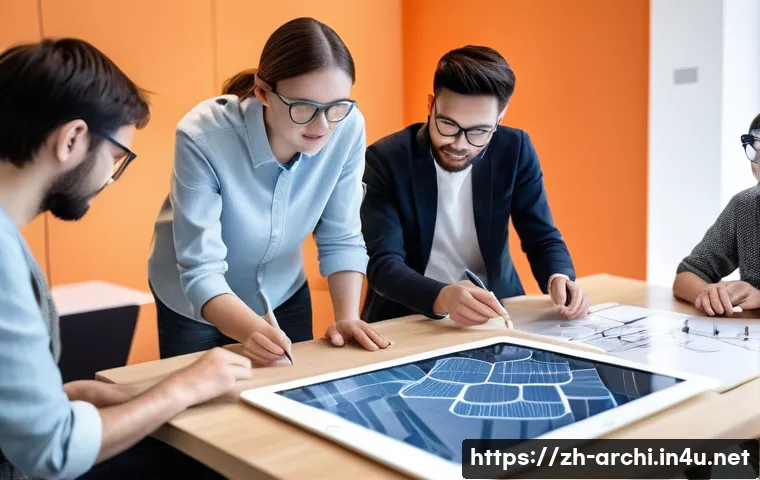 건축 프로젝트에서 피드백 수집 및 적용 - **Prompt 1: User-Centric Design Co-creation with Advanced Technology** A bright, modern architec...