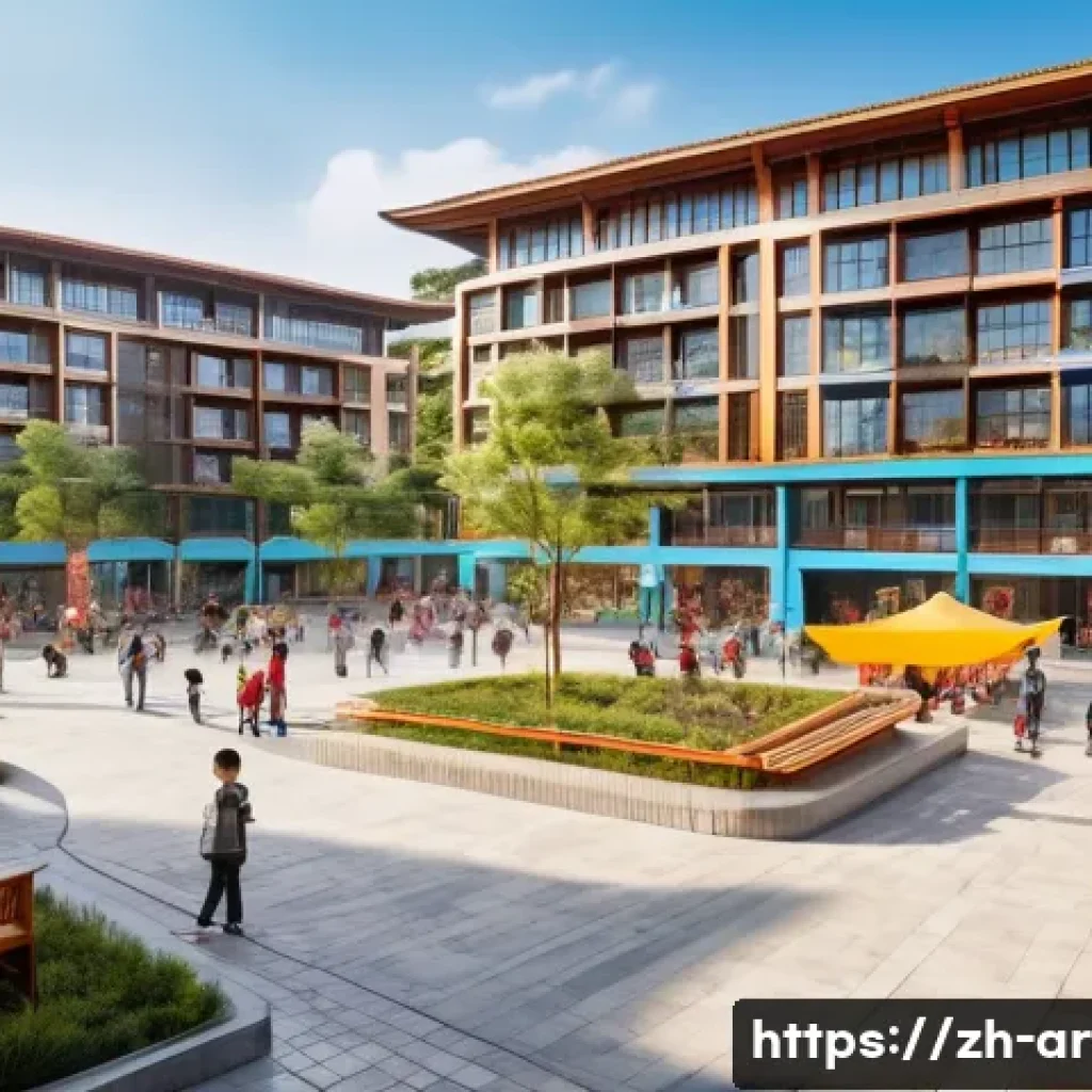 건축 프로젝트와 커뮤니티 기여 사례 - A vibrant multi-functional community plaza in a modern Chinese urban neighborhood, featuring flexibl...