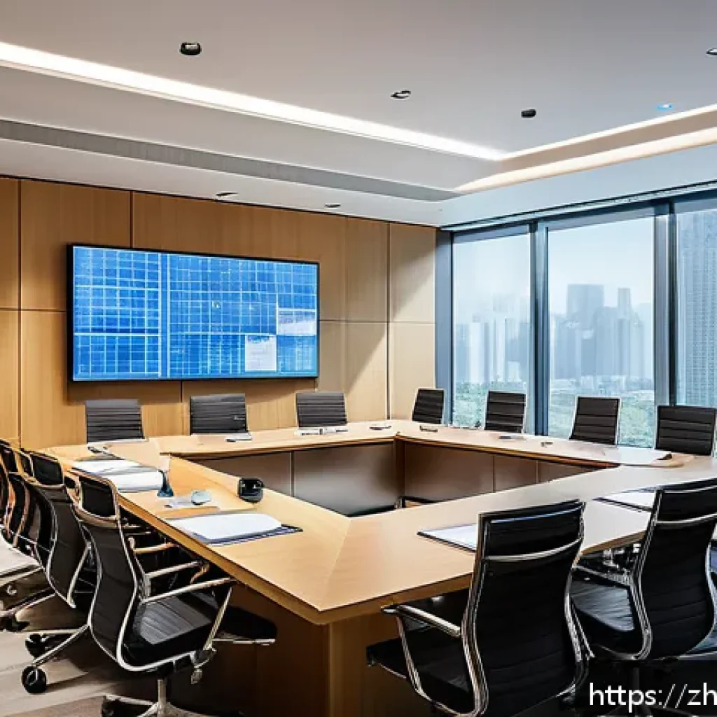 건축 실무에서 필요한 소통 기술 - A professional construction project team meeting scene in a modern conference room, featuring divers...