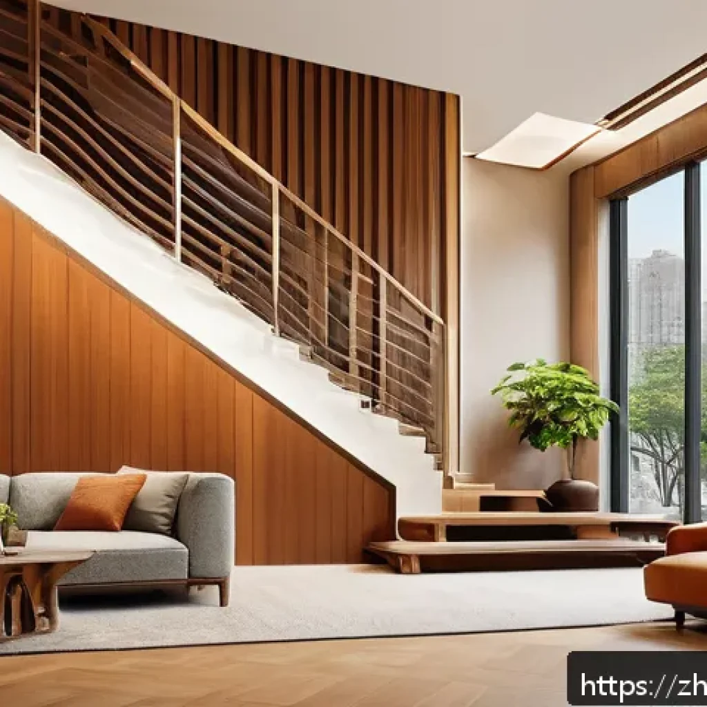 건축 디자인 과정에서 스토리텔링 - A modern urban interior space featuring warm wooden materials combined with soft, ambient lighting t...