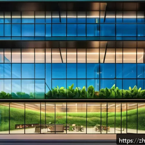 건축 실무에서 요구되는 창의적 사고 기법 - A futuristic office building featuring a dynamic fa&ccedil;ade with integrated digital art projections, ble...